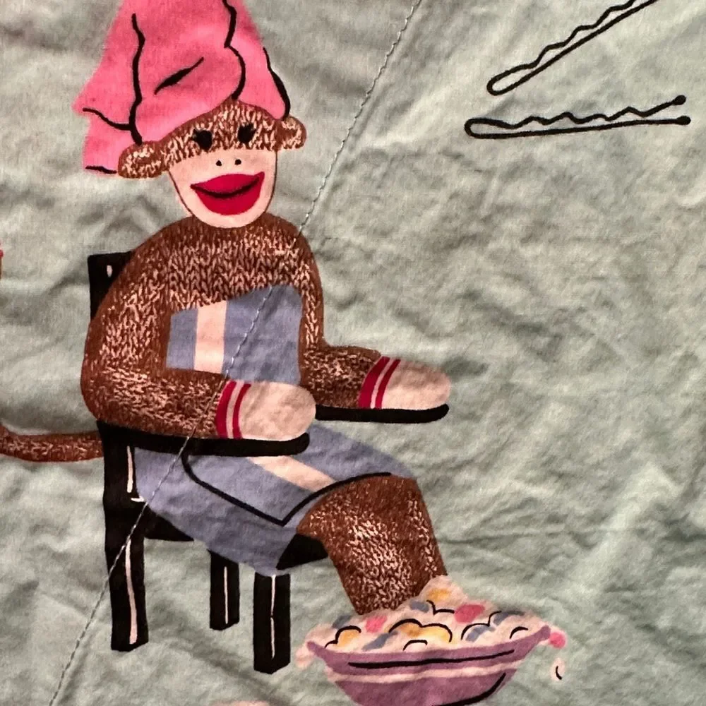Nick & Nora Teal Monkey printed Sleepwear Top - Picture 8 of 8